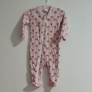 Charming Pink Kids Footie with Red Accents
